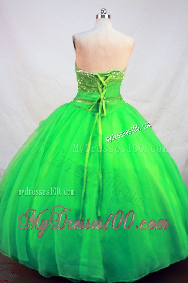 Ball Gown Spring Green Lace-Up Rhinestones Decorate Quinceanera Gown Dress